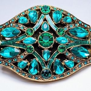 Jaw Dropping Vintage Enamel and Rhinestone Brooch by Monet.
